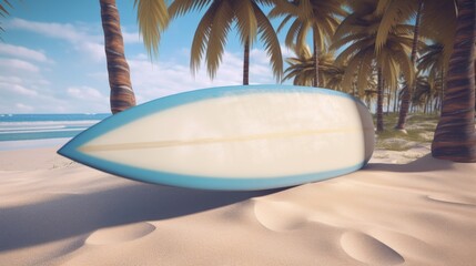 Generative AI of surfboard laying on the beach