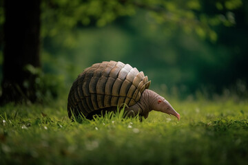 armadillo alone in the meadow