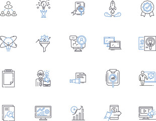 Strategy outline icons collection. Scheme, Plan, Method, Design, Policy, Idea, Concept vector and illustration concept set. Procedure, Process, Game linear signs