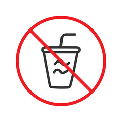 Prohibited coffee vector icon. No coffee icon. Forbidden espresso icon. No cappuccino vector sign. Warning, caution, attention, restriction, danger flat sign design symbol