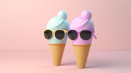 Generative ai of retro summer ice cream characters