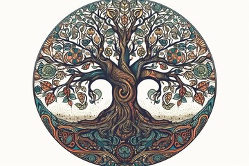 Tree of Life Mandala. Generative AI
