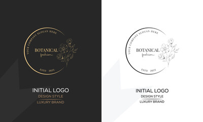 Minimal feminine botanical floral branch and logo. Hand drawn wedding herb, homeplant with elegant leaves. Botanical rustic trendy greenery