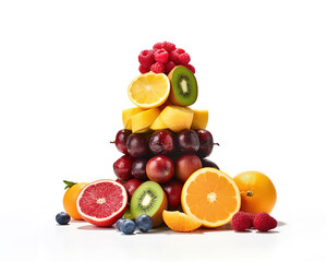 Stack of different fruits and beriies, Generative AI