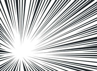 Fototapeta premium Radial lines background for comics books black monochrome design vector illustration