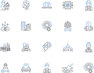 Import and export outline icons collection. import, export, customs, tariff, logistics, shipment, container vector and illustration concept set. cargo, freight, carrier linear signs