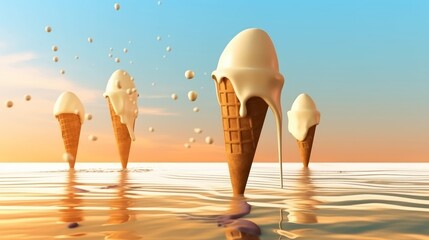 Generative ai of abstract dripping ice cream background