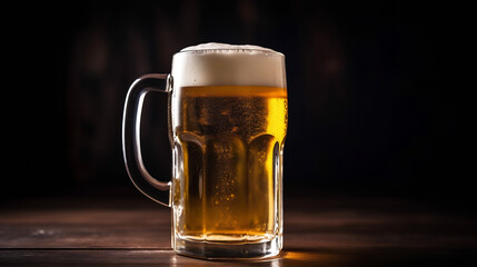 glass of beer on dark background. IA generativa
