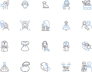 Fototapeta na wymiar Girl outline icons collection. Girl, Female, Lady, Maiden, Daughter, Chick, Gal vector and illustration concept set. Lass, Miss, Mademoiselle linear signs