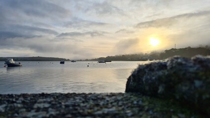 sunset over the river