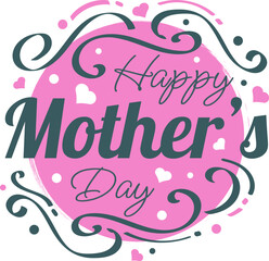 Happy Mother's Day Lettering with Colorful Doodle Style. Can be Used for Greeting Card, Poster, Banner, or T Shirt Design