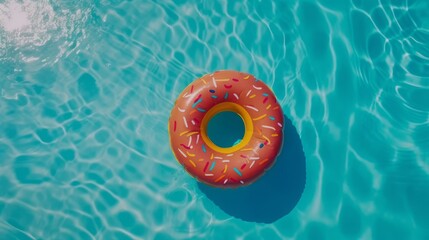 Generative ai of crystal clear pool with inflatable