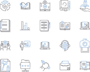 Cognitive science outline icons collection. Cognition, Neuroscience, AI, Intelligence, Psychology, Brain, Perception vector and illustration concept set. Semantics, Knowledge, Memory linear signs