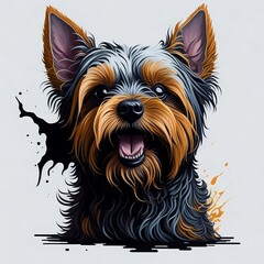 A creative print of a yorkshire terrier dog, Generative AI