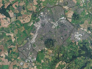 Gloucester, England - Great Britain. High-res satellite. No legend