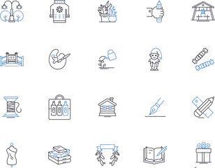 Diy business outline icons collection. Diy, business, entrepreneurship, start-up, planning, venture, marketing vector and illustration concept set. creativity, financing, outsourcing linear signs