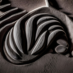 complex sand sculpture, 3d geometry