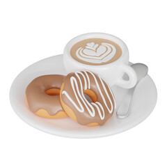 Coffee with Donut 3D Coffee Illustration Icon