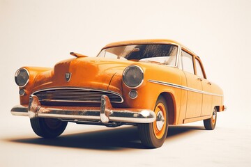 Obraz na płótnie Canvas Illustration of a vintage orange car on white background. Generative AI
