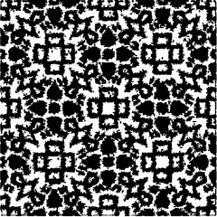  Grunge background with abstract shapes. Black and white texture. Seamless monochrome repeating pattern  for decor, fabric, cloth.