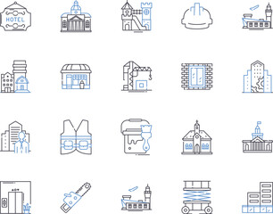 Construction tools outline icons collection. Shovel, Hammer, Drill, Saw, Wood, Wrench, Pliers vector and illustration concept set. Screwdriver, Nail, Axe linear signs