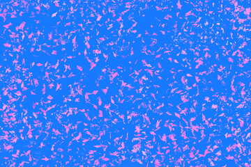Scattered pink confetti on a blue background