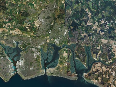 Havant, England - Great Britain. High-res satellite. No legend