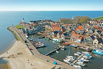 Aerial from the historical village Urk  in the Netherlands