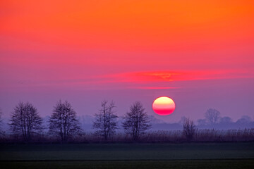 Fototapeta premium Incredible sunset in Friesland the Netherlands