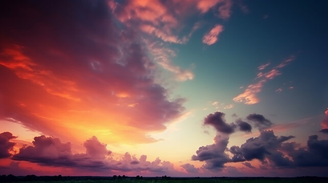 Beautiful sunset sky. Nature sky backgrounds