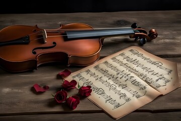 ..Strings of a classic, retro violin create a beautiful melody.
