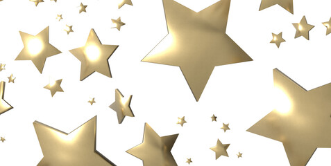 XMAS golden stars - 3d PNG