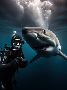Diver with Shark