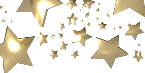 XMAS golden stars - 3d PNG
