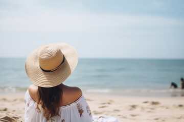 Fototapeta na wymiar woman on the beach in summer