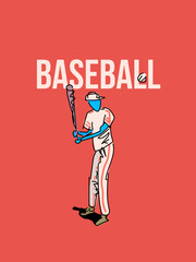 A man performing to play baseball. Vector illustration of trendy doodle art and abstract cartoon character