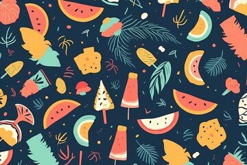 seamless summer pattern illustration background