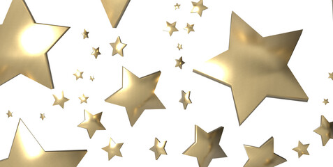 XMAS golden stars - 3d PNG