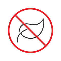 No leaf icon. Forbidden leaf icon. No leaf vector symbol. Prohibited vector icon. Warning, caution, attention, restriction flat sign design. Do not 