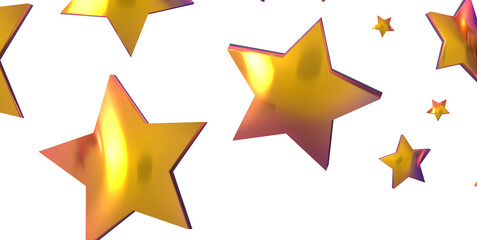 Banner with golden decoration. Festive border with falling glitter dust and stars.