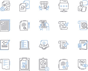 insurance business outline icons collection. Insurance, Business, Risk, Coverage, Policy, Industry, Claims vector and illustration concept set. Underwriting, Liability, Investment linear signs