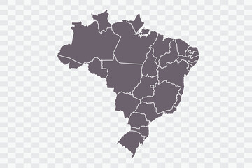 Brazil Map Grey Color on White Background quality files Png