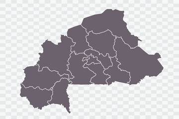 Burkina Faso Map Grey Color on White Background quality files Png