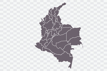 Colombia Map Grey Color on White Background quality files Png