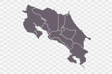 Costa Rica Map Grey Color on White Background quality files Png