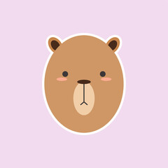 cute bear head cartoon flat design vector illustration