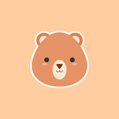 cute bear head cartoon flat design vector illustration
