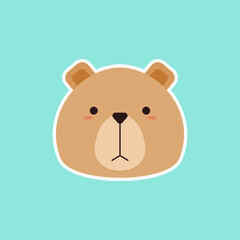 cute bear head cartoon flat design vector illustration