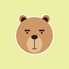 cute bear head cartoon flat design vector illustration