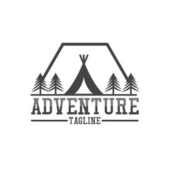 Adventure logo with text space for your slogan / tag line isolated on white background, vector illustration